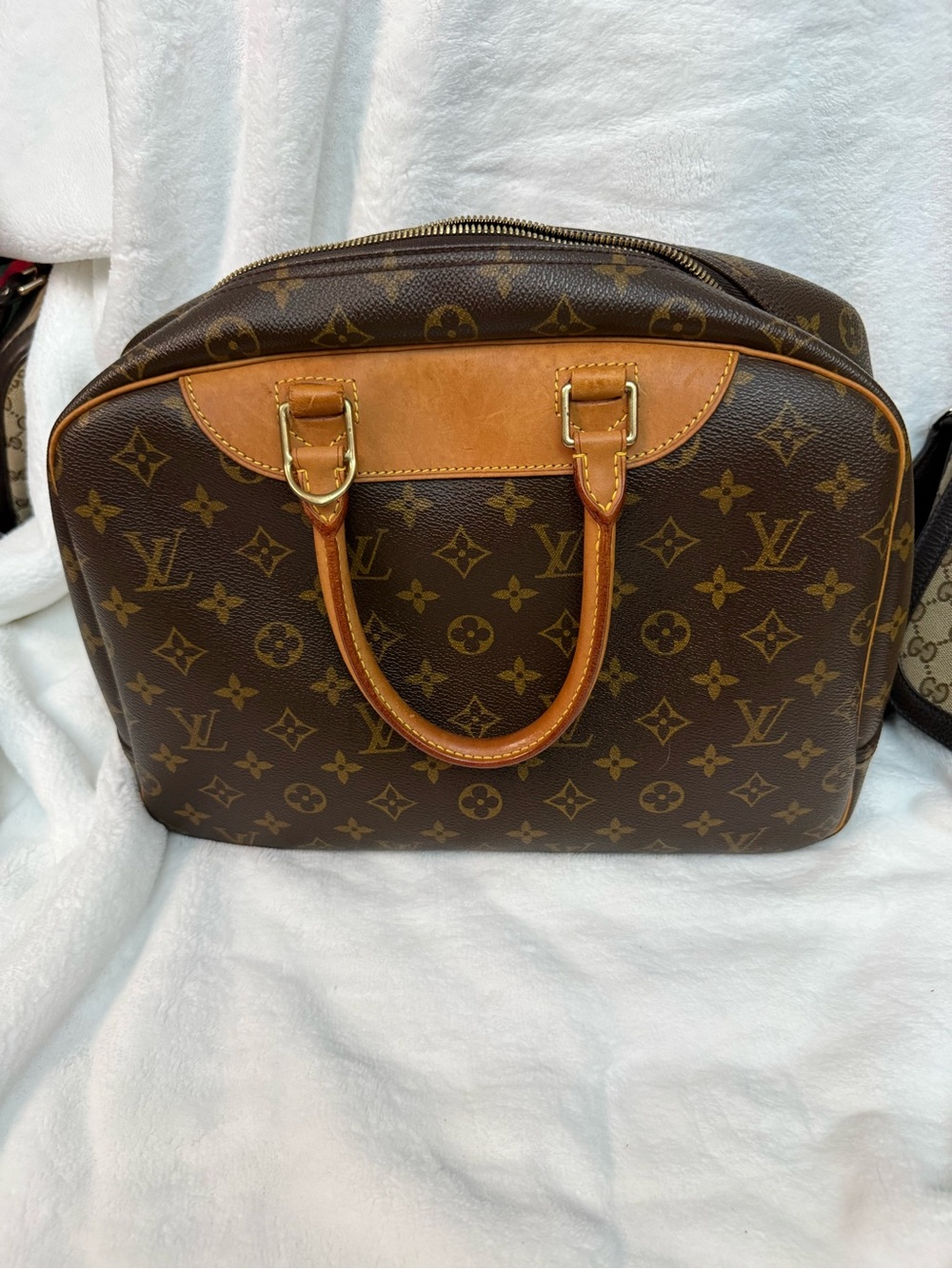 Louis Vuitton Monogram Dome Satchel - Dark Brown with Tan Trim